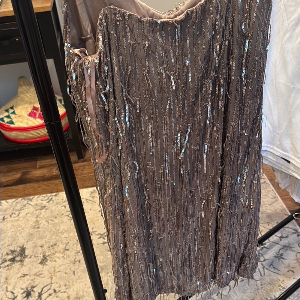 Elegant Brown Sequin Dress - Picture 4 of 4